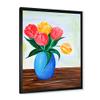 DesignQ Bouquet Of Red and Orange Tulips In A Vase Traditional Framed Wall Art view 3