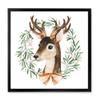 DesignQ Deer With Floral Wreath Isolated On White Farmhouse Framed Wall Art view 1