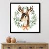 DesignQ Deer With Floral Wreath Isolated On White Farmhouse Framed Wall Art view 2