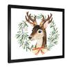 DesignQ Deer With Floral Wreath Isolated On White Farmhouse Framed Wall Art view 3