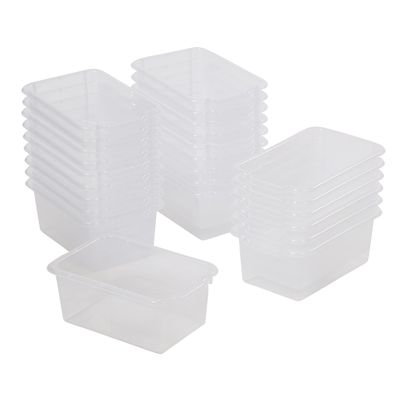 ECR4Kids Scoop Front Storage Bins, Multipurpose Organization, Clear, 25-Piece