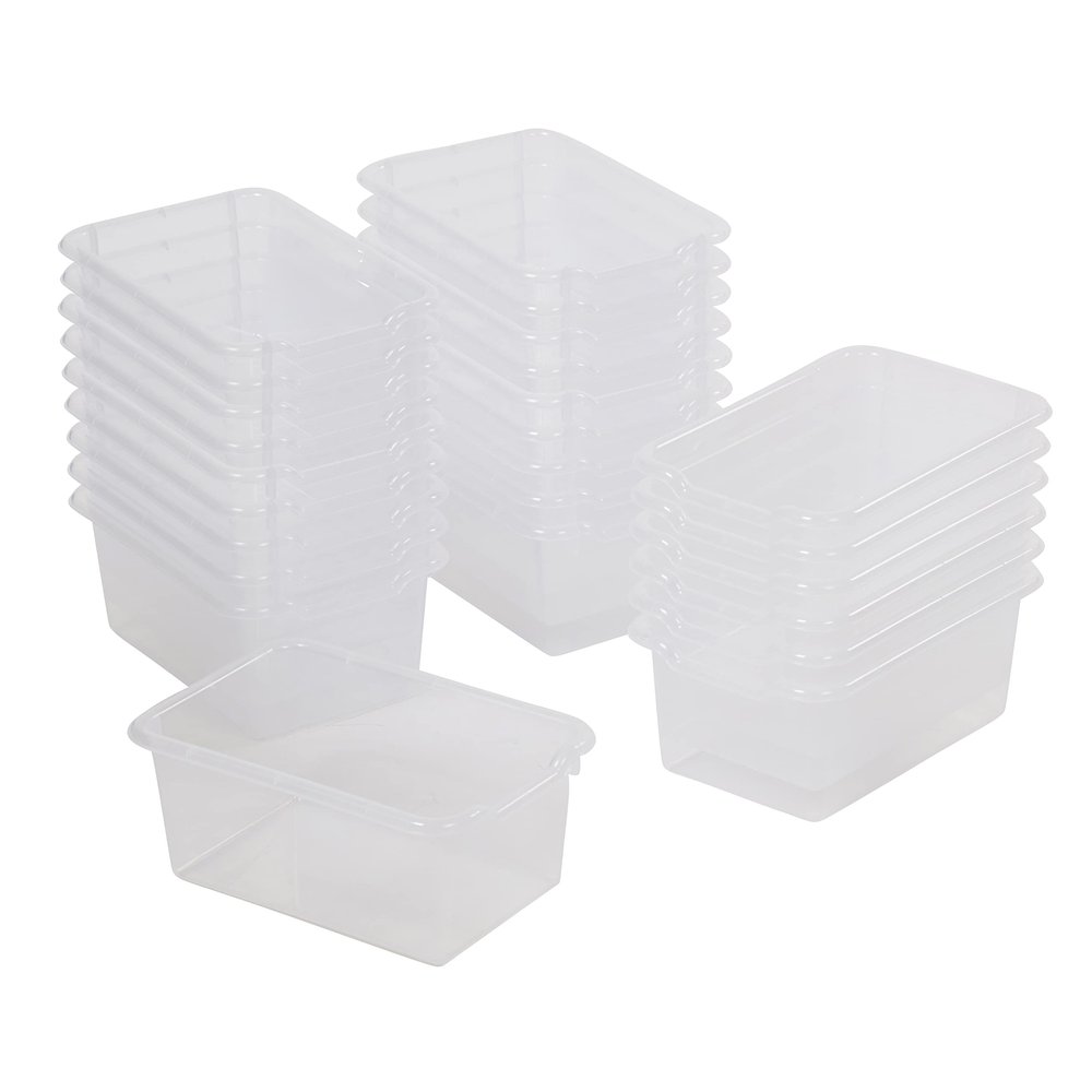 ECR4Kids Scoop Front Storage Bins, Multipurpose Organization, Clear, 25-Piece