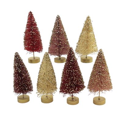 Bethany Lowe Designs LC1533 Mini Valentine Bottle Brush Tree Retro Decor, Set of 7