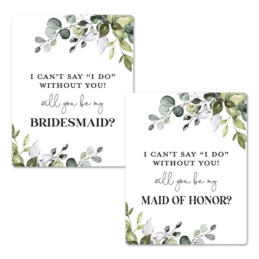 Greenery Bridesmaid Proposal Wine Labels | Will You Be My Bridesmaid and Maid of Honor Gift Box | I Can't Say I Do Without You (Boho Eucalyptus)