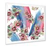 DesignQ Red Aster and Acorn Bouquet Modern Framed Wall Art view 3