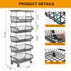 BEEY Metal Storage Baskets with Wheels, Metal Wire Market Basket Storage Organizer Cart Rolling Stackable Storage Bins for Kitchen,Pantry,Bedroom (Black W/Tabletop, 6 Tier) view 2