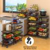 BEEY Metal Storage Baskets with Wheels, Metal Wire Market Basket Storage Organizer Cart Rolling Stackable Storage Bins for Kitchen,Pantry,Bedroom (Black W/Tabletop, 6 Tier) view 4