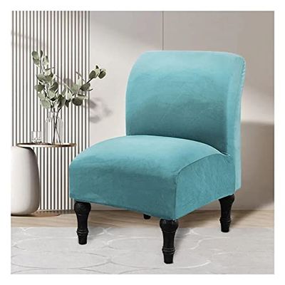 WHHK Stretch Velvet Armless Accent Chair Cover Slipcover Grey Black Brown Armless Chair Cover Non-Slip Furniture Protector Slipcover Removable Washable for Dining Living Room Hotel Reception