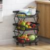BEEY Fruit Vegetable Storage Basket 3 Tier Kitchen Storage cart on Wheels Foldable Rolling Storage Cart for Kitchen, Bathroom, Pantry view 1