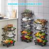 BEEY Fruit Vegetable Storage Basket 3 Tier Kitchen Storage cart on Wheels Foldable Rolling Storage Cart for Kitchen, Bathroom, Pantry view 2