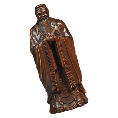 ULTNICE Confucius Ornament Kongzi Table Classic Chinese Statue Home Decoration Retro Decor Chinese Traditional Crafts Ornament Figurines Home Decor Buddha Statue Boxwood Desktop Office