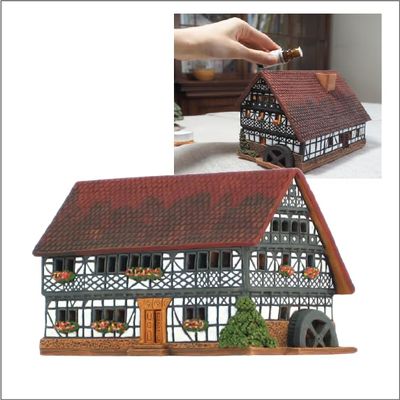 Midene Ceramic Art Tealight Candle Holder Room Decoration Handcrafted Collectible Miniature Aroma Light House Old Teufelsmuhle in Hessen, Germany C278