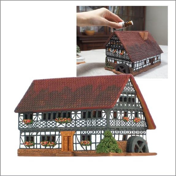 Midene Ceramic Art Tealight Candle Holder Room Decoration Handcrafted Collectible Miniature Aroma Light House Old Teufelsmuhle in Hessen, Germany C278