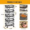 BEEY Fruit Vegetable Storage Basket 5 Tier Kitchen Storage cart on Wheels Foldable Rolling Storage Cart for Kitchen, Bathroom, Pantry view 3
