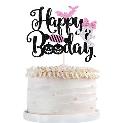 Happy Boo Day Cake Topper,Halloween Birthday Party Cake Decoration Ghost Boo Theme Cake Topper,Ghost Halloween Theme Baby Shower Kids Birthday Party Decorations Supplies