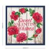 Sweet Valentine Wishes Wreath Sign 12" x 12", Farmhouse Wall Decor Sign For Home Decoration With Sayings Rustic Wood Picture Frame Sign - Dark Navy Blue view 2