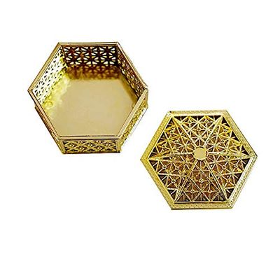 Balsa Circle 12 Gold 3 in Mini Hexagon Treasure Boxes Favor Holders Wedding Party Reception Events Accessories Decoration Supplies