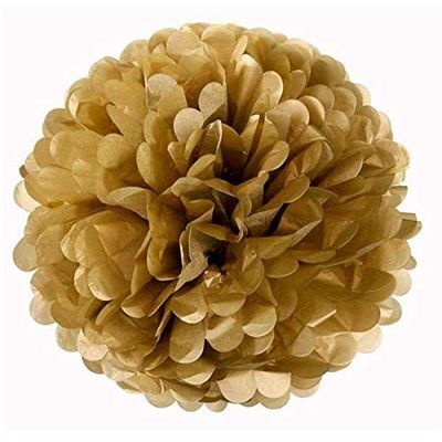 6 pcs Gold 8-Inch Wide Paper Pom Poms Balls - Wedding Bridal Event Birthday Party Decorations Supplies