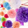 6 pcs Gold 8-Inch Wide Paper Pom Poms Balls - Wedding Bridal Event Birthday Party Decorations Supplies view 3