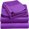 1000Thread Count Extra Long Staple 100% Egyptian Cotton Sheet Set,Sateen Weave, Hotel Quality Soft Luxury Bedding, Full Size 4 Piece Sheet Set Fit 15" Inch to 18" Deep Purple Solid. view 1