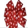 10" Red and White Dot Wired Wreath Bow view 2
