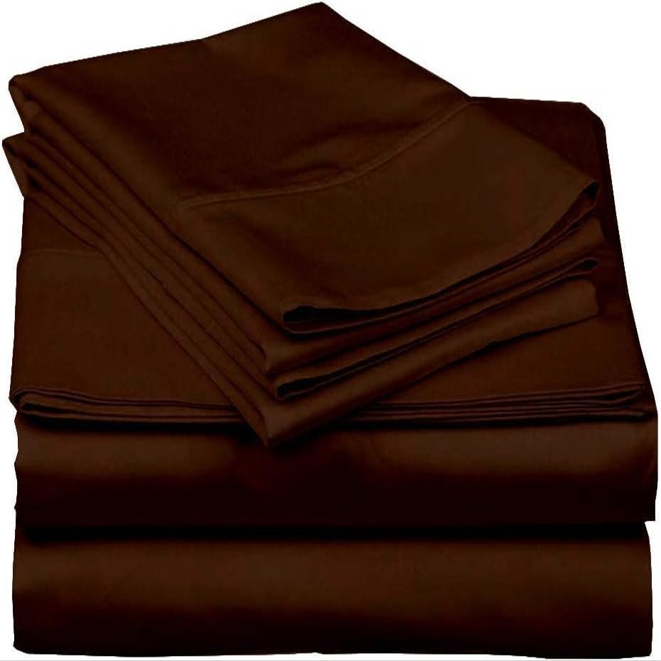 1000Thread Count Extra Long Staple 100% Egyptian Cotton Sheet Set,Sateen Weave, Hotel Quality Soft Luxury Bedding, Twin XL Size 4 Piece Sheet Set Fit 9" Inch to 12" Deep Chocolate Solid.