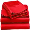 1000Thread Count Extra Long Staple 100% Egyptian Cotton Sheet Set,Sateen Weave, Hotel Quality Soft Luxury Bedding, Cal-King Size 4 Piece Sheet Set Fit 15" Inch to 18" Deep Red Solid. view 1