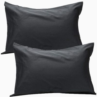 1000-TC Luxury Ultra-Soft Hotel Quality 100% Egyptian Cotton 2-Pack Pillowcases - Emperor Size 20" x 42"(Inches) Black Solid.