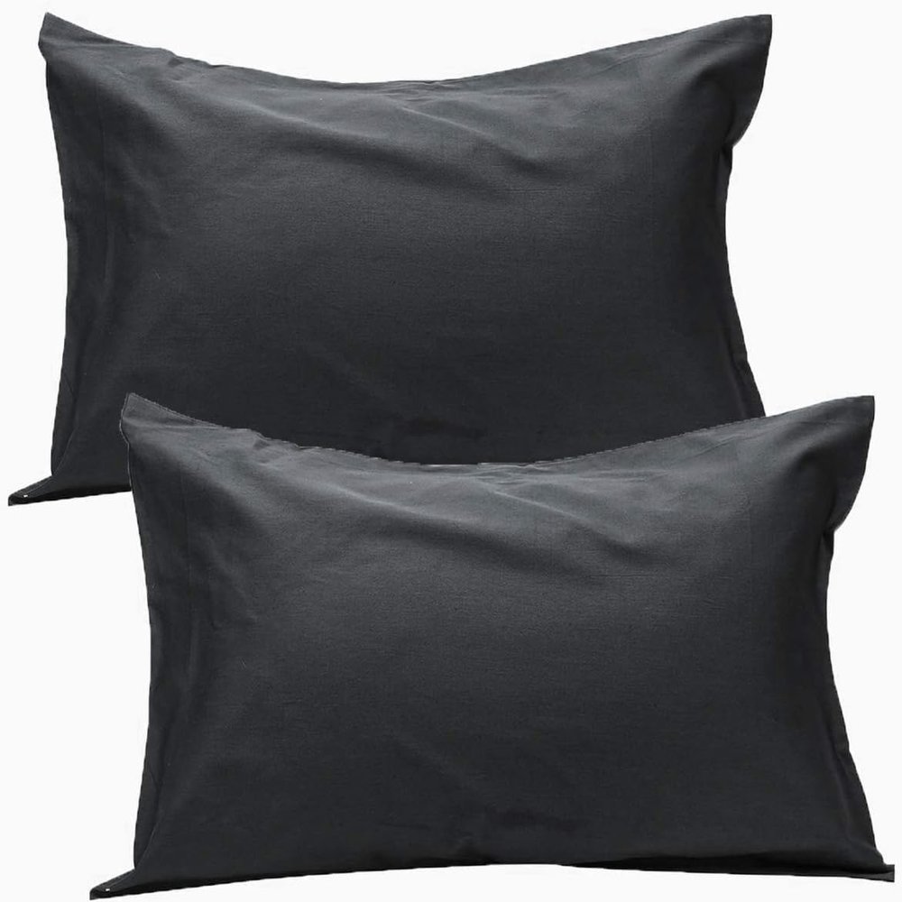 1000-TC Luxury Ultra-Soft Hotel Quality 100% Egyptian Cotton 2-Pack Pillowcases - Emperor Size 20" x 42"(Inches) Black Solid.