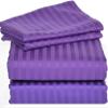 1000Thread Count Extra Long Staple 100% Egyptian Cotton Sheet Set,Sateen Weave, Hotel Quality Soft Luxury Bedding, Twin XL Size 4 Piece Sheet Set Fit 9" Inch to 12" Deep Purple Stripe. view 1