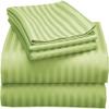 1000Thread Count Extra Long Staple 100% Egyptian Cotton Sheet Set,Sateen Weave, Hotel Quality Soft Luxury Bedding, Cal-King Size 4 Piece Sheet Set Fit 9" Inch to 12" Deep Sage Green Stripe. view 1