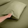1000Thread Count Extra Long Staple 100% Egyptian Cotton Sheet Set,Sateen Weave, Hotel Quality Soft Luxury Bedding, Cal-King Size 4 Piece Sheet Set Fit 9" Inch to 12" Deep Sage Green Stripe. view 4