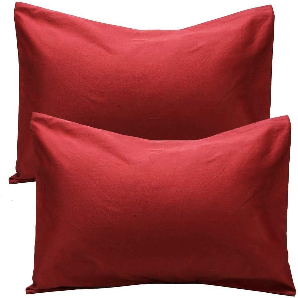 1000-TC Luxury Ultra-Soft Hotel Quality 100% Egyptian Cotton 2-Pack Pillowcases - German Size 31" x 31"(Inches) Burgundy Solid.