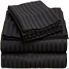1000Thread Count Extra Long Staple 100% Egyptian Cotton Sheet Set,Sateen Weave, Hotel Quality Soft Luxury Bedding, Twin XL Size 4 Piece Sheet Set Fit 15" Inch to 18" Deep Black Stripe. view 1