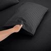 1000Thread Count Extra Long Staple 100% Egyptian Cotton Sheet Set,Sateen Weave, Hotel Quality Soft Luxury Bedding, Twin XL Size 4 Piece Sheet Set Fit 15" Inch to 18" Deep Black Stripe. view 4