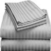 1000Thread Count Extra Long Staple 100% Egyptian Cotton Sheet Set,Sateen Weave, Hotel Quality Soft Luxury Bedding, Twin XL Size 4 Piece Sheet Set Fit 9" Inch to 12" Deep Silver Grey Stripe. view 1