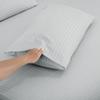 1000Thread Count Extra Long Staple 100% Egyptian Cotton Sheet Set,Sateen Weave, Hotel Quality Soft Luxury Bedding, Twin XL Size 4 Piece Sheet Set Fit 9" Inch to 12" Deep Silver Grey Stripe. view 4