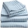 1000Thread Count Extra Long Staple 100% Egyptian Cotton Sheet Set,Sateen Weave, Hotel Quality Soft Luxury Bedding, Full Size 4 Piece Sheet Set Fit 9" Inch to 12" Deep Stripe Light Blue view 1