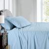 1000Thread Count Extra Long Staple 100% Egyptian Cotton Sheet Set,Sateen Weave, Hotel Quality Soft Luxury Bedding, Full Size 4 Piece Sheet Set Fit 9" Inch to 12" Deep Stripe Light Blue view 2