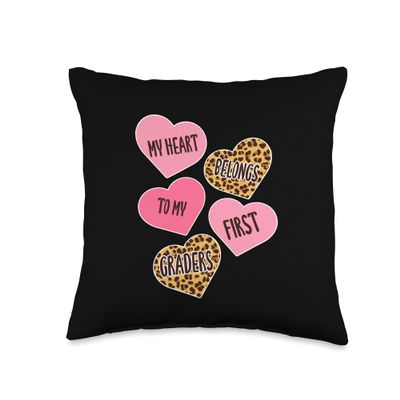 Conversation Heart Love Valentines Day 1st Grade Teacher Throw Pillow