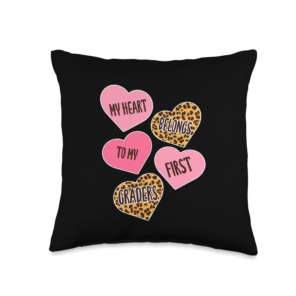 Conversation Heart Love Valentines Day 1st Grade Teacher Throw Pillow