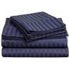 1000Thread Count Extra Long Staple 100% Egyptian Cotton Sheet Set,Sateen Weave, Hotel Quality Soft Luxury Bedding, Twin Size 4 Piece Sheet Set Fit 15" Inch to 18" Deep Navy Blue Stripe. view 1