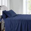 1000Thread Count Extra Long Staple 100% Egyptian Cotton Sheet Set,Sateen Weave, Hotel Quality Soft Luxury Bedding, Twin Size 4 Piece Sheet Set Fit 15" Inch to 18" Deep Navy Blue Stripe. view 2