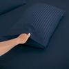 1000Thread Count Extra Long Staple 100% Egyptian Cotton Sheet Set,Sateen Weave, Hotel Quality Soft Luxury Bedding, Twin Size 4 Piece Sheet Set Fit 15" Inch to 18" Deep Navy Blue Stripe. view 4