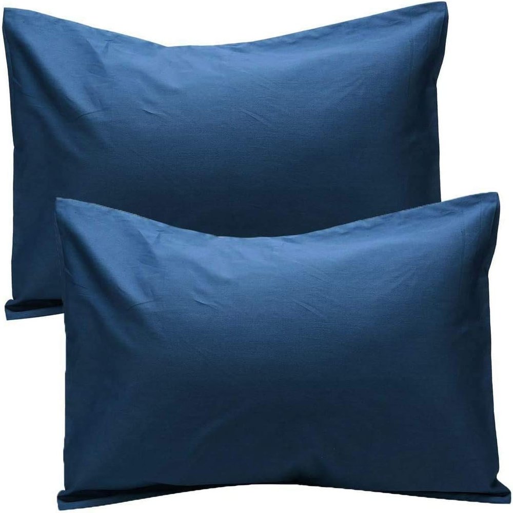 1000-TC Luxury Ultra-Soft Hotel Quality 100% Egyptian Cotton 2-Pack Pillowcases - German Size 31" x 31"(Inches) Navy Blue Solid.