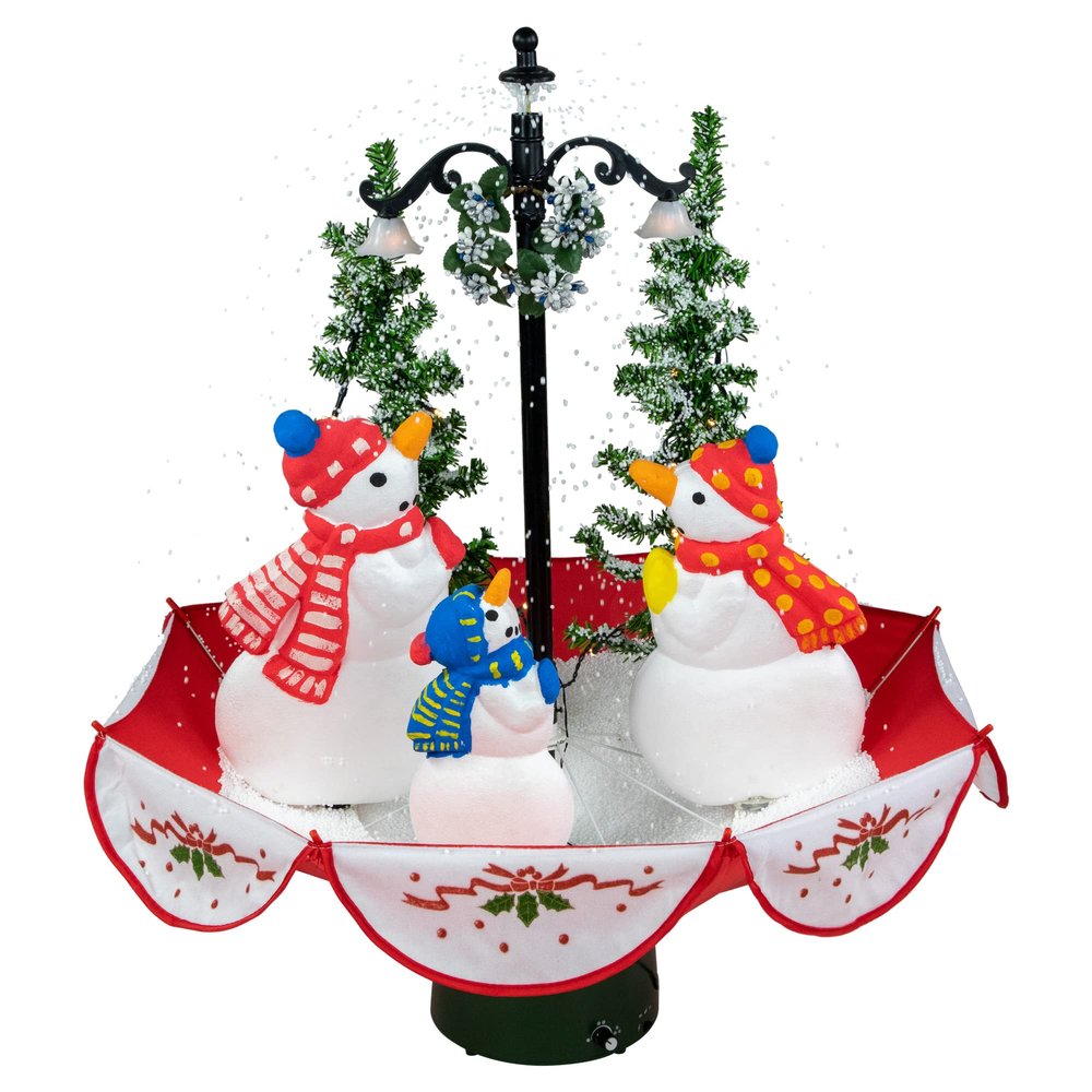 LED Lighted Musical Snowmen in Umbrella Base Snowing Christmas Decoration - 30"