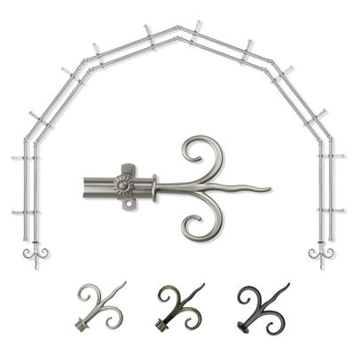 A&F Rod Dcor - Lily 13/16" 6-Sided Double Bay Window Curtain Rod - Satin Nickel