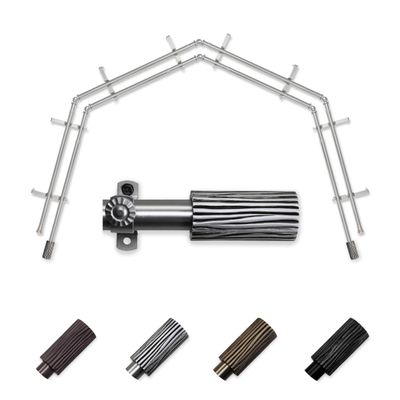 A&F Rod Dcor - Pine 13/16" 4-Sided Double Bay Window Curtain Rod - Satin Nickel