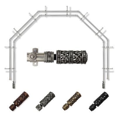 A&F Rod Dcor - Macaroon 13/16" 5-Sided Double Bay Window Curtain Rod - Satin Nickel