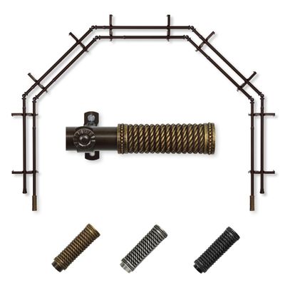 A&F Rod Dcor - Woven 13/16" 5-Sided Double Bay Window Curtain Rod - Cocoa
